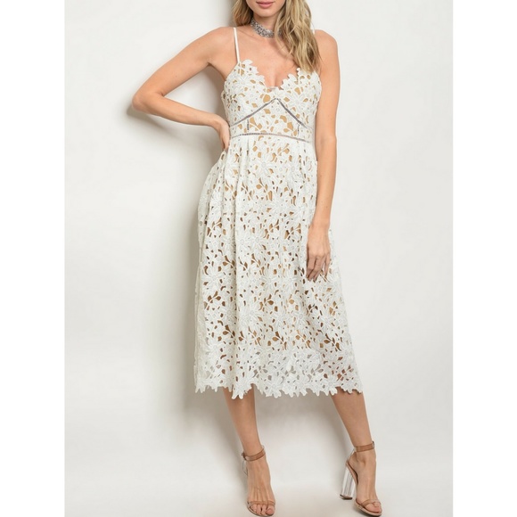 White Nude Crochet Dress {Sans Souci} - Picture 2 of 3